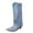 Light Blue, variant on PEASKJP Boots for Women Mid Calf Chunky Heels Patent Leather Boots,Gray 37