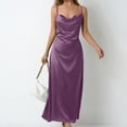 thumbnail image 2 of YFELWZ Womens Plus Size Dresses Fashion Solid Color Lock Clasp Design Beach Swimsuit Light Purple XS, 2 of 9