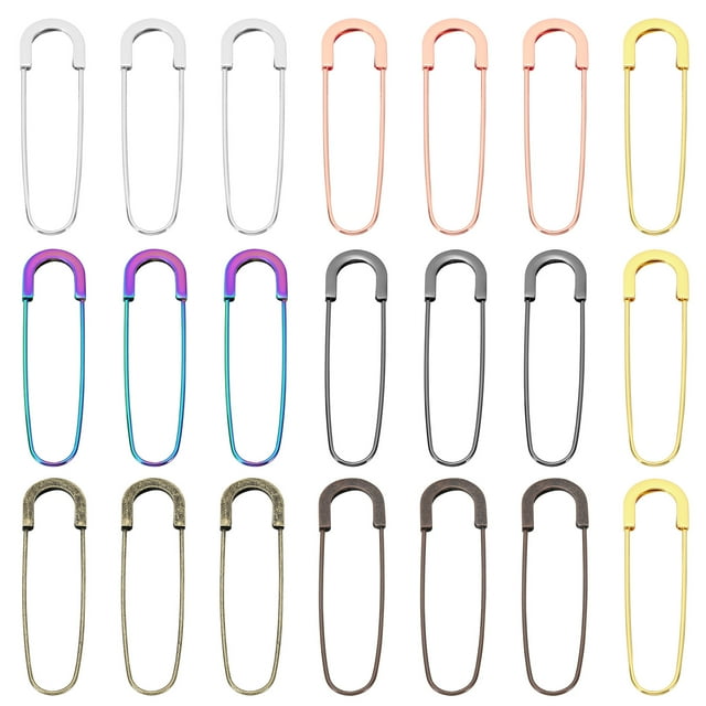 Unique Bargains Large Safety Pins 80mm / 3.15 Inch Metal Giant Sewing Safety Pins Clips Multicolored, 21pcs