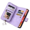 thumbnail image 4 of for iPhone 12 Pro Max Wallet Case, [Card Slots] PU Leather ID Credit Holder Folio Flip Kickstand Magnetic Clasp Phone Cover & Lanyard & Shoulder Strap for iPhone 12 Pro Max, Purple, 4 of 9