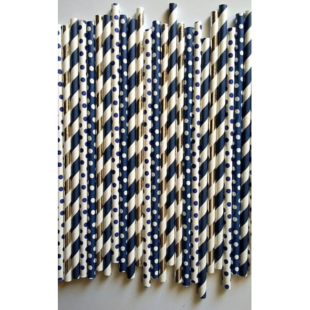 100 premium Navy with silver, party DIY, Mason Jars, Weeding, paper drink straws can be use for cake pop stick by ETL (Best Mason Jar For Weed)