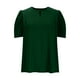 thumbnail image 5 of Camiseta de Manga Corta de Cuello Redondo de Color Sólido de la Moda para las Mujeres, Poliéster Casual Top, Lavado de Manos, 5 of 7