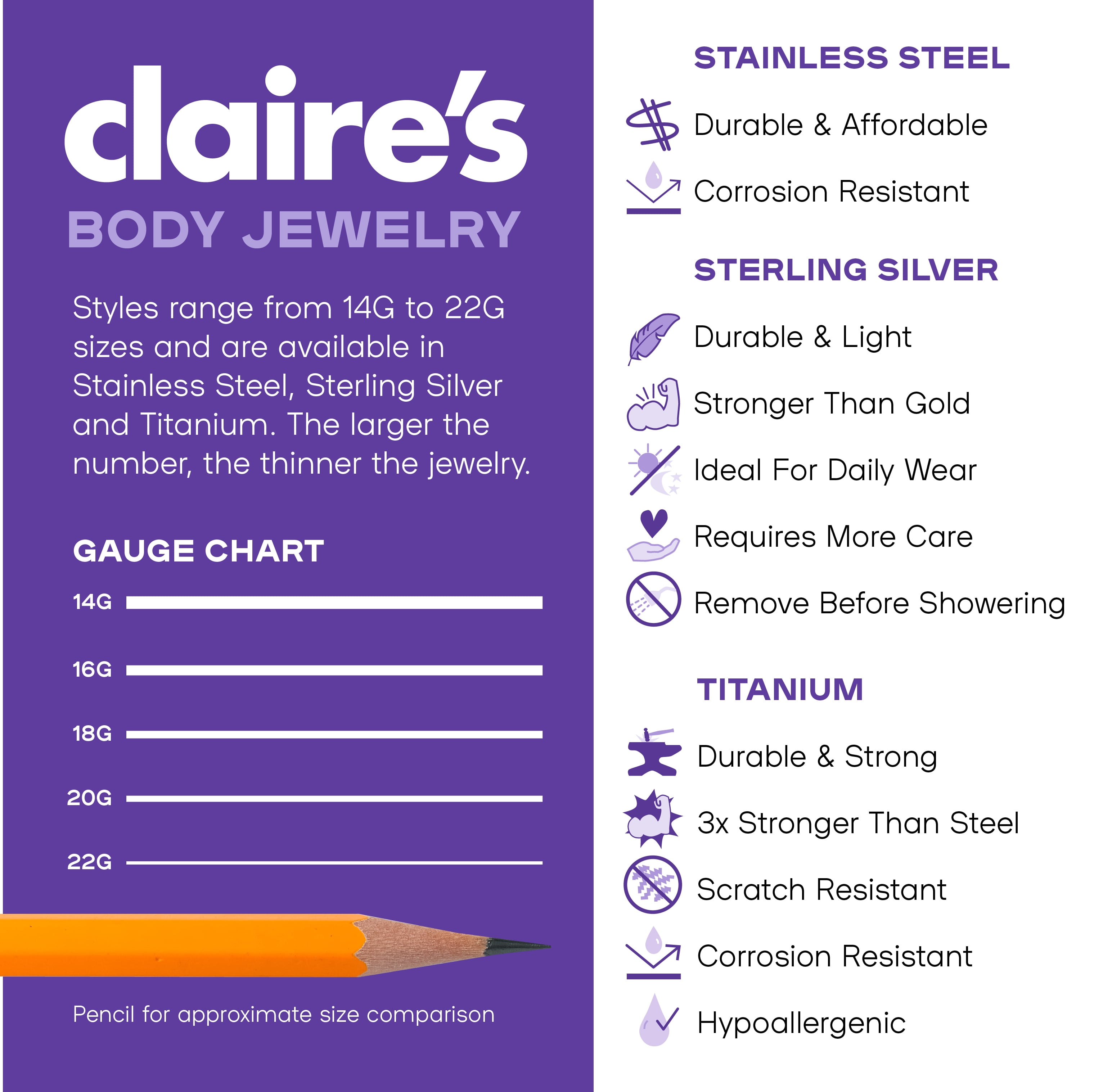 Claire's Women Belly Button Piercing 1 piece Genuine Crystal Stainless  Steel LOL