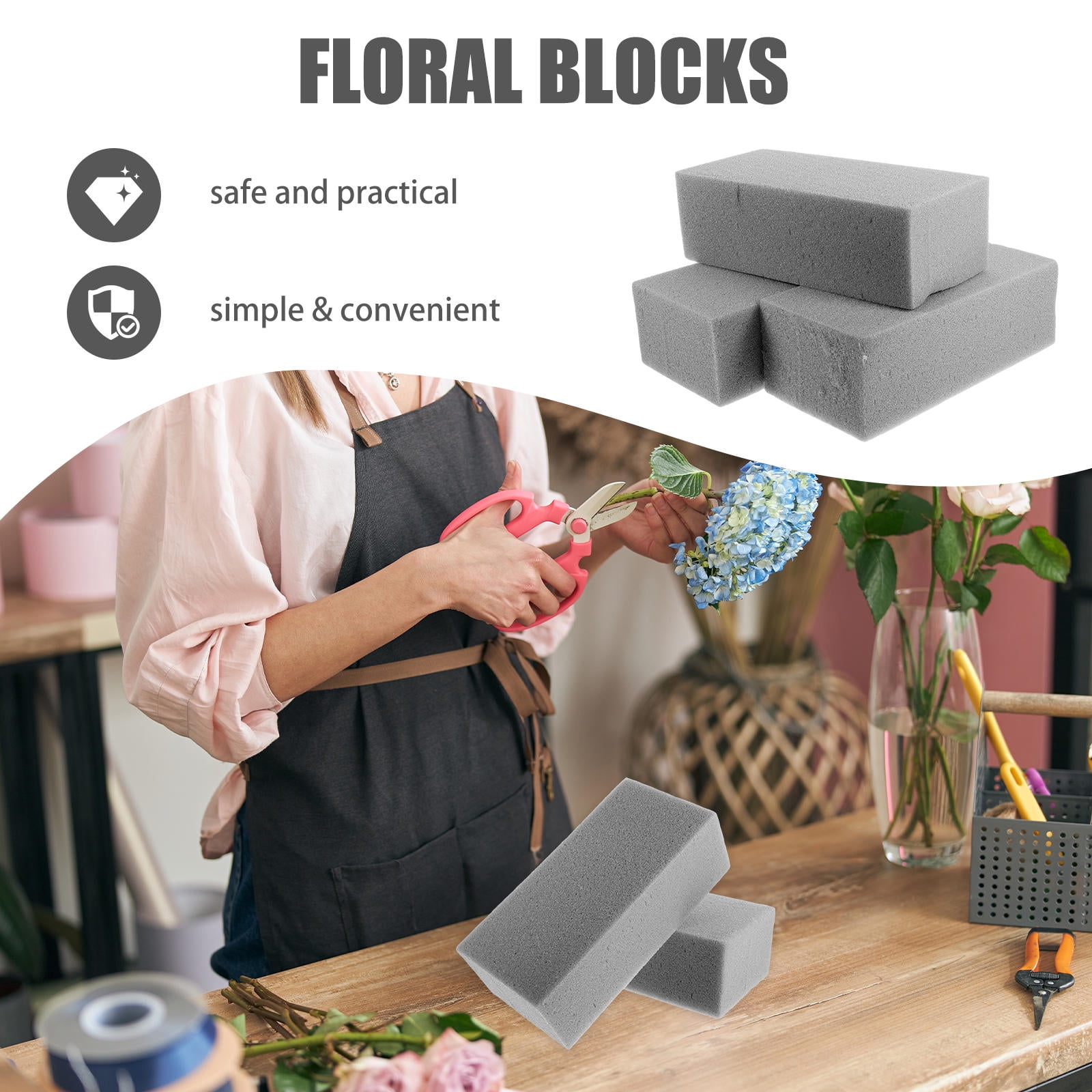 Luxshiny 5-Pack Grey Foam Inserts for Floral Arrangements, Craft Supplies, and Art Projects Foam Blocks