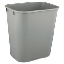 Rubbermaid Deskside Plastic Wastebasket, Rectangular, 3.5 Gal, Gray