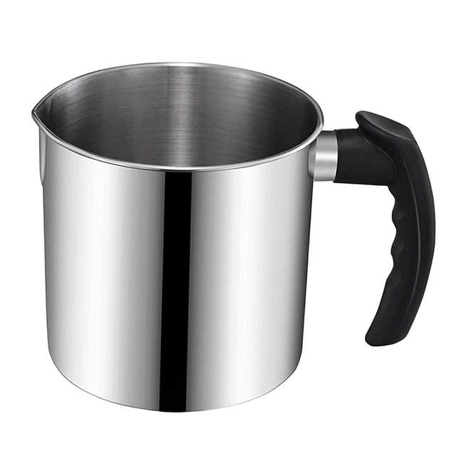 Olla para derretir cera de acero inoxidable de 44 con mango resistente al calor y boquilla vertedora sin goteo para hacer velas