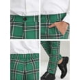 thumbnail image 6 of Unique Bargains Men's Flat Front Plaid Pants Formal Business Checked Trousers 38 Green Black, 6 of 6