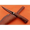thumbnail image 5 of 9" trailing point blood groove blade skinning knife, Walnut wood, Leather sheath, 5 of 10