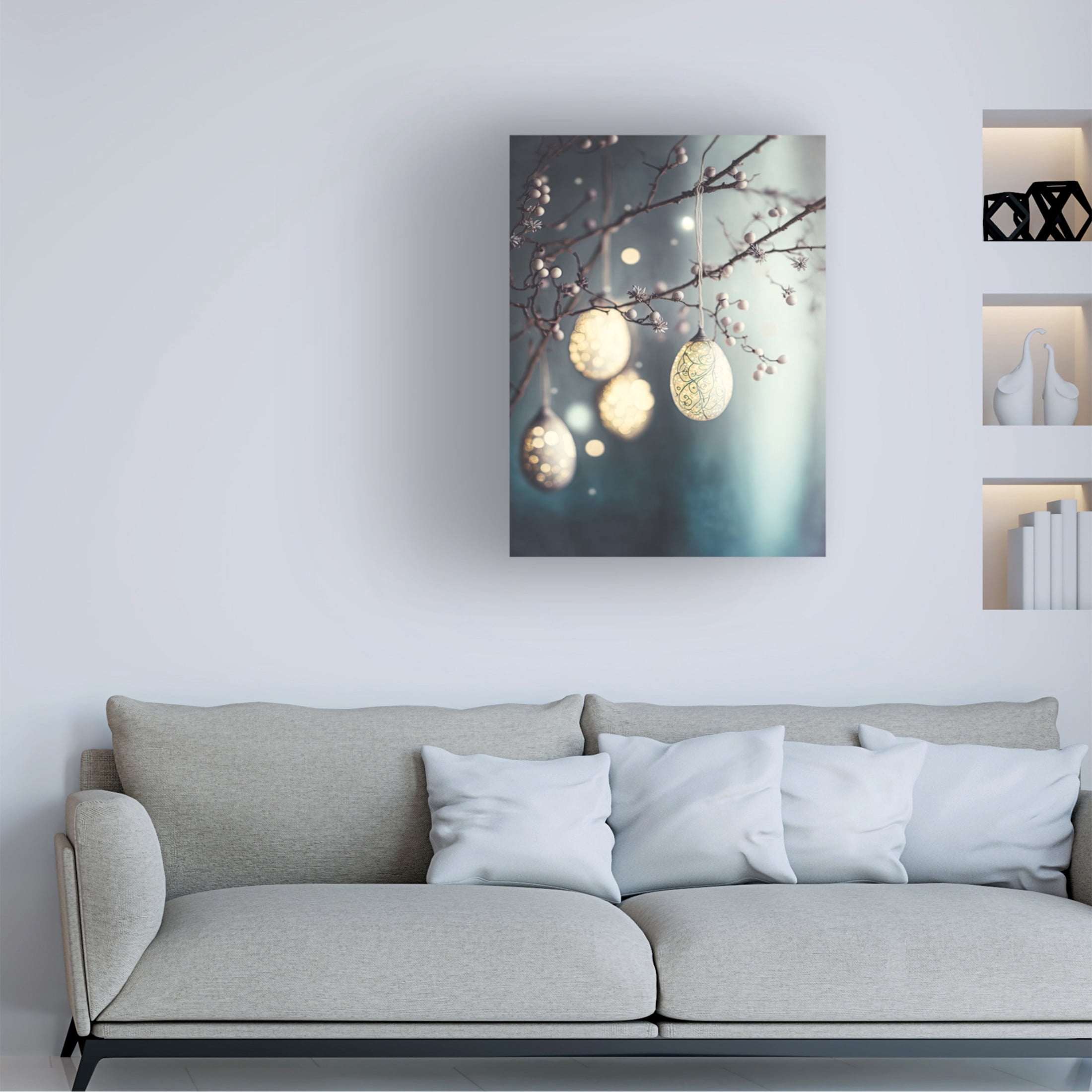 Canvas Wall Art - Treechild 'Beautiful Easter Eggs' Wall Art for Living Room, Bedroom, or Office D?cor by Trademark Fine Art - 14 x 19 Inches