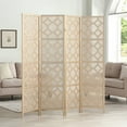 thumbnail image 4 of Roundhill Furniture Quarterfoil Infused Diamond Design 4 Panel Room Divider, 70" Tall, Gold, 4 of 11