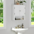UTEX Bathroom Wall Mounted, Wood Hanging Wall with Doors and Shelves