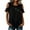 hgg056-Black, variant on Women's Summer Patchwork Off Shoulder Top Casual Button Detail Short Sleeve Soft Breathable Blouse