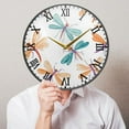 thumbnail image 5 of Round Clock Wall Clock Decorative Clock 9.5" Sizes Cartoon Dragonflies Pattern, 5 of 9