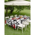 thumbnail image 4 of Outdoor Tablecloths with Umbrella Hole & Zipper, Red Black Geometric Rectangle Tablecloth 60x120 Inch, Abstract Art Modern Line Waterproof Table Cloth, Patio/Pool/Picnic Table Covers, 4 of 8