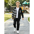 thumbnail image 6 of PureChapter Boys Clothing Sets Plaid Color Block Hooded Button Jacket & Jogger Pants 2-Piece Casual Outfits for Kids 7-15 Years, 6 of 6