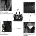 thumbnail image 3 of ZRSUN Women's Large PU Leather Tote Bag, Top Handle Satchel Handbag, Black, 3 of 8