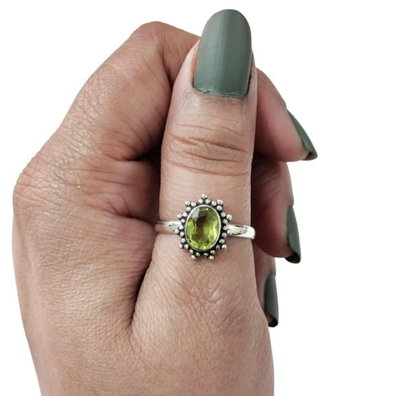 Natural Peridot Ring, AAA Peridot Gemstone Ring, August Birthstone, Adjustable Tiny Ring, Toe Ring, 925 Sterling Silver, Womens Bohemian Ring, Christmas, Thanksgiving, Handmade Statement Jewelry