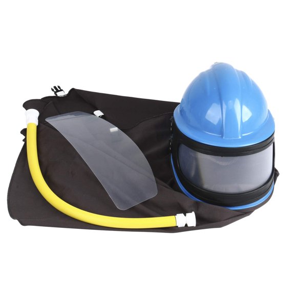 AIR Supplied Safety Sandblast Helmet Air Feed Sandblaster Sandblasting Hood Protector (Blue)