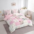 thumbnail image 3 of Homewish Cute Rustic Flower 7-Piece Twin Bedding Sets,Country Botanical Bedding Comforter Set,Pink Geometric Checkered Sheet Sets For Girls Kids,Breathable Home Decor Reversible, 3 of 8