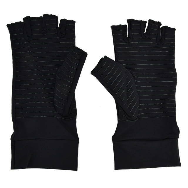 Guantes de compresión de cobre para artritis, alivio del dolor, recuperación de medio dedo, para hombres y mujeres