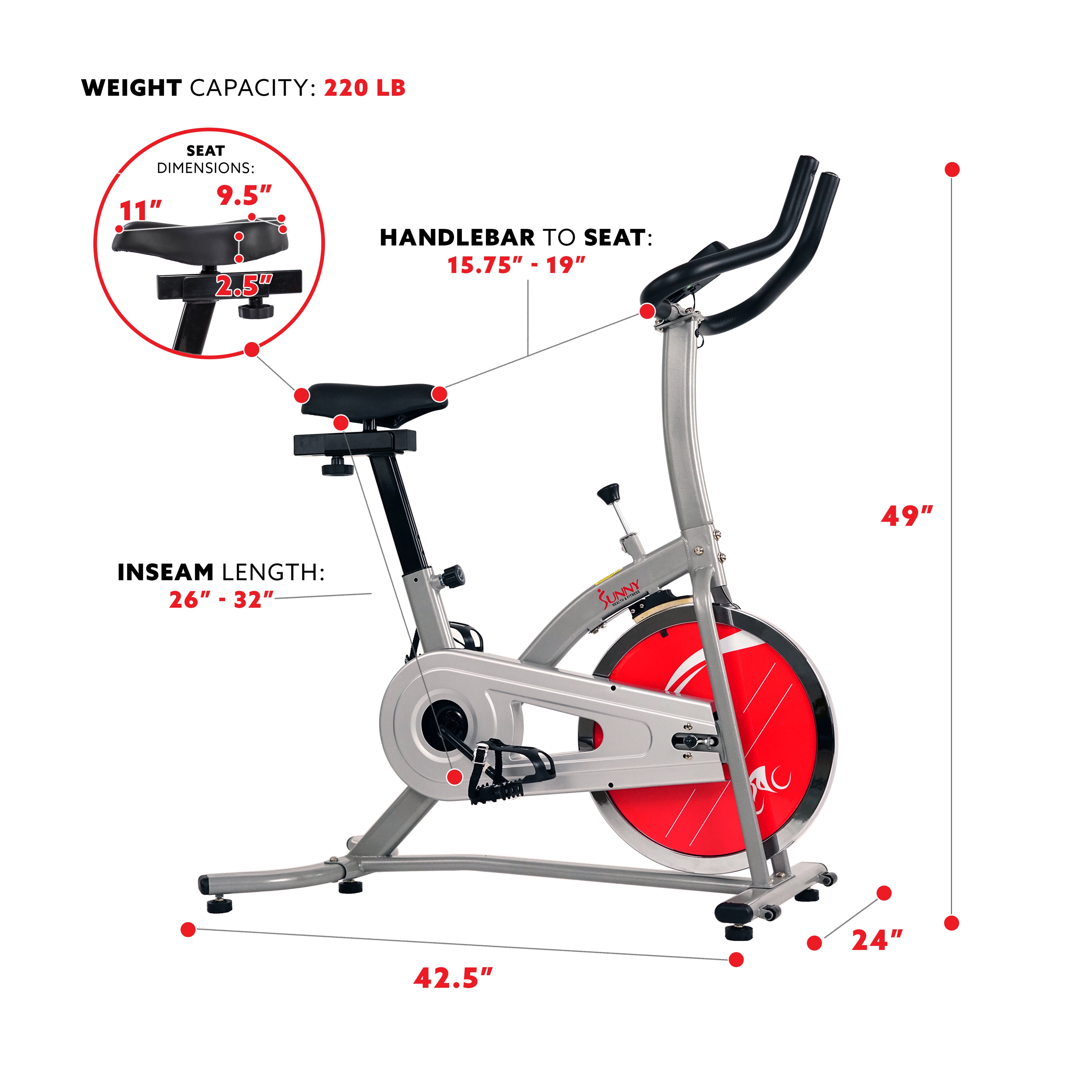 sunny health fitness bike