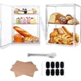 thumbnail image 1 of 2pc Caja de Pan Transparente, Caja Acrilico Exhibicion para Panadería, Vitrina para Postres, Vitrina para Pan, Exhibidor de Pan Acrilico, 100 Hojas de Papel de Horno y Etiquetas, 1 of 4