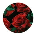 thumbnail image 4 of BCIIG Red Roses Green Leaves Black Background Round Table Cover Stain Resistant Washable Indoor Outdoor Tablecloth Kitchen Dining Wedding Parties Picnic Farmhouse 100% Polyester Fiber 46-50, 4 of 8