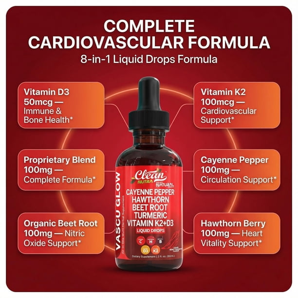 Clean Nutra Cayenne Pepper Drops Supplement Liquid + Hawthorn