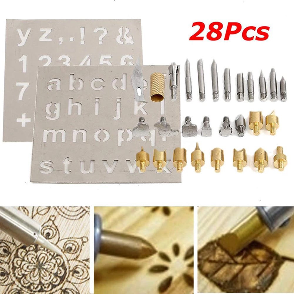28Pcs Soldering Iron Carving Tips 3.7mm Thread Size Wood Burning