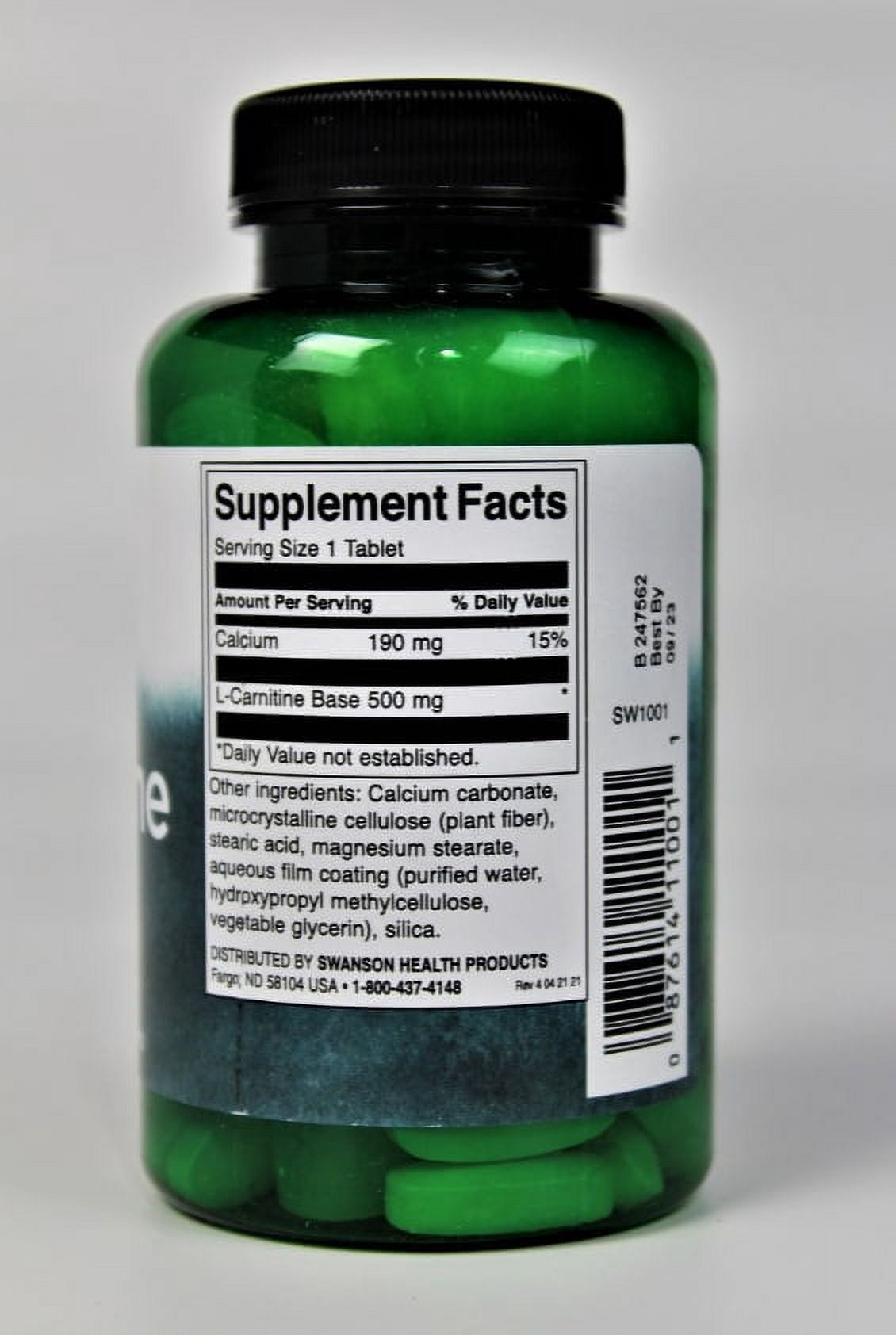 Swanson L-Carnitine 500 mg, Lean Muscle Development, Fat Metabolism Support, 100 Tabs, 4 Pack - Walmart.com Swanson L-Carnitine 500 mg, Lean Muscle Development, Fat Metabolism Support, 100 Tabs, 4 Pack - Walmart.com