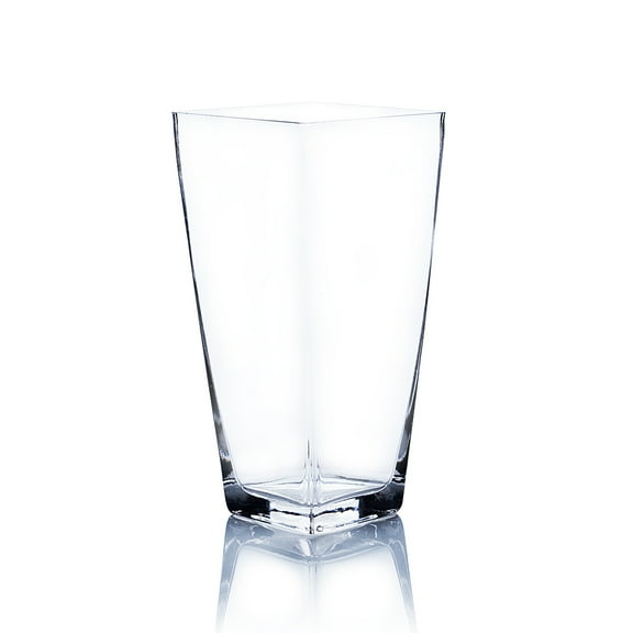 WGV Clear Taper Down Block Vase - 5" Wide x 10" Height, Good quality, Heavy Weighted Base - 1 Pc