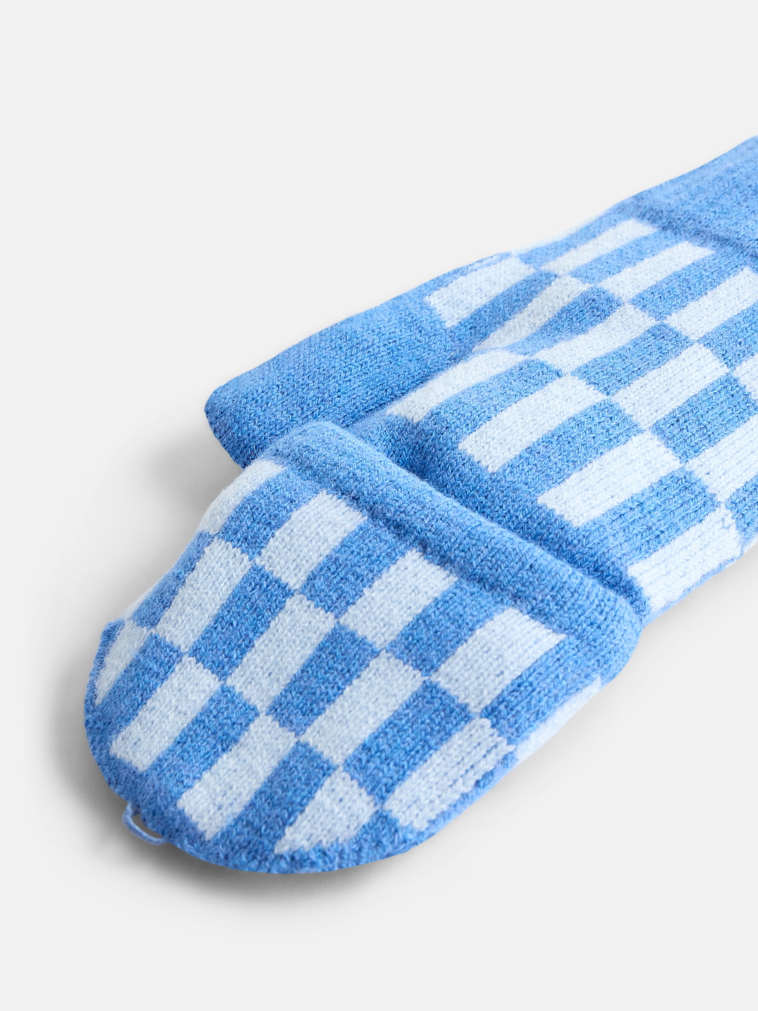 No Boundaries Women's Ribbed Knit Checkered Pop Top Mittens