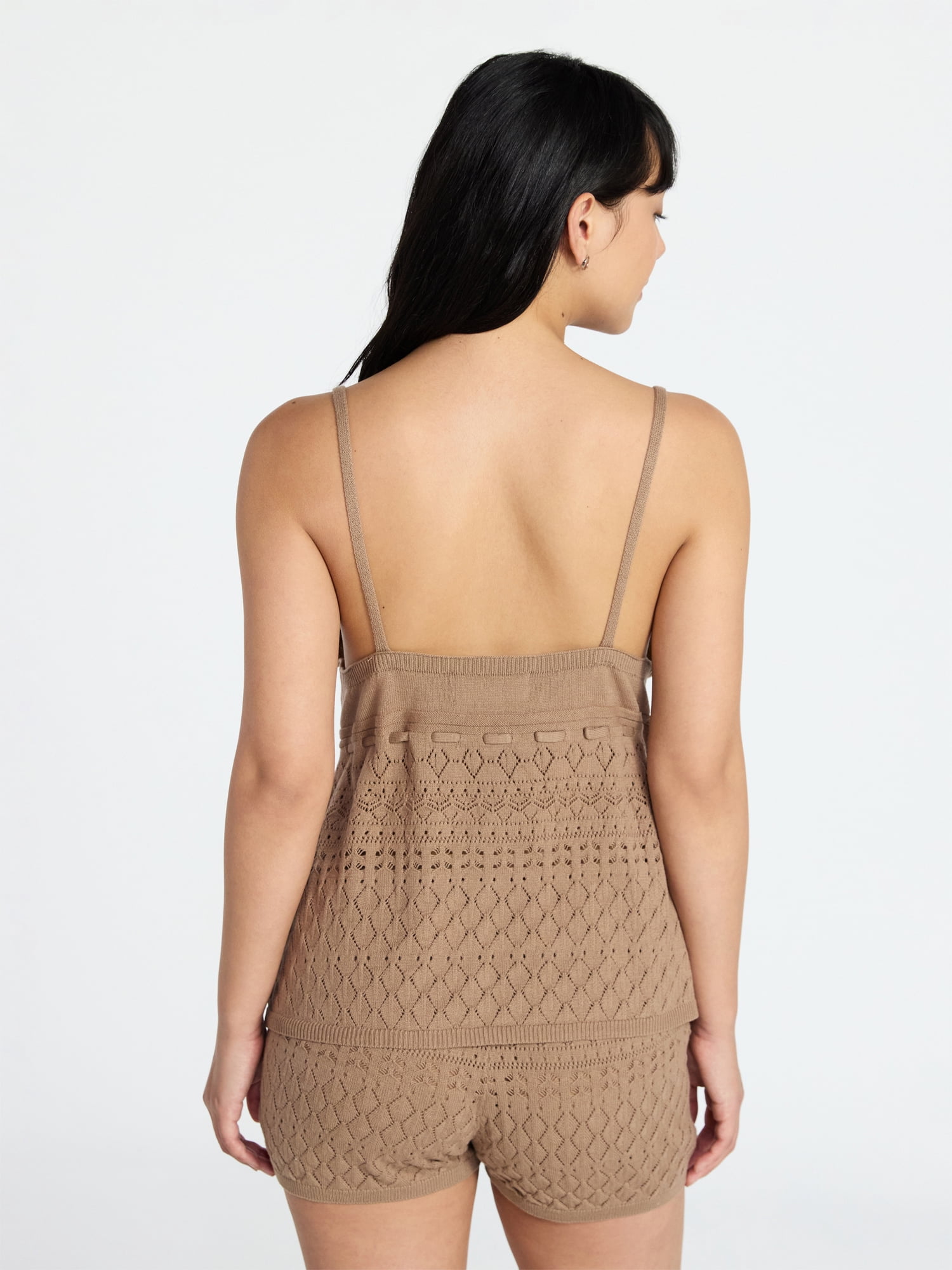No Boundaries Cami Top with Beads and Shorts Set, 2-Piece, Women's XXS-XXL