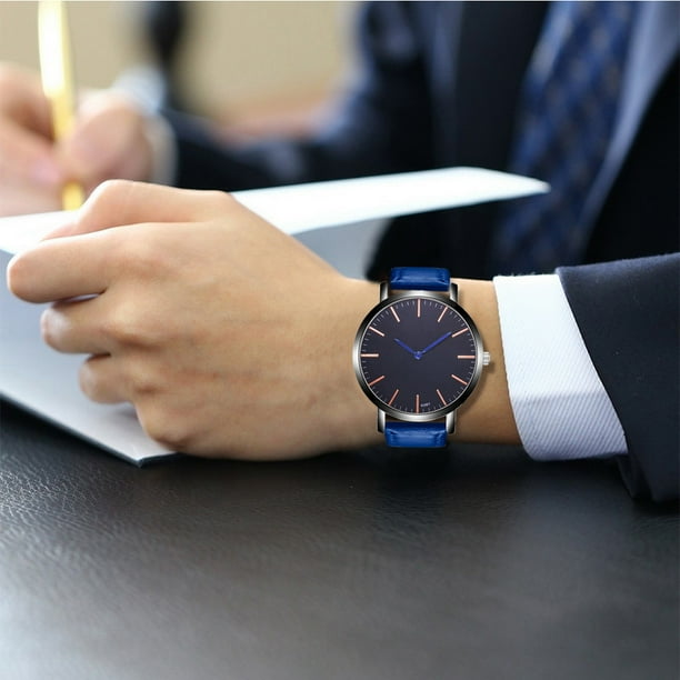 Men Casual Quartz Watch PU Leather Strap Belt Simple Round Dial