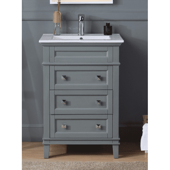 Tennant Brand 24" Gray Modern Bathroom Vanity with White Quartz Top