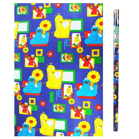 Sesame Street Characters Dark Blue Giftwrap