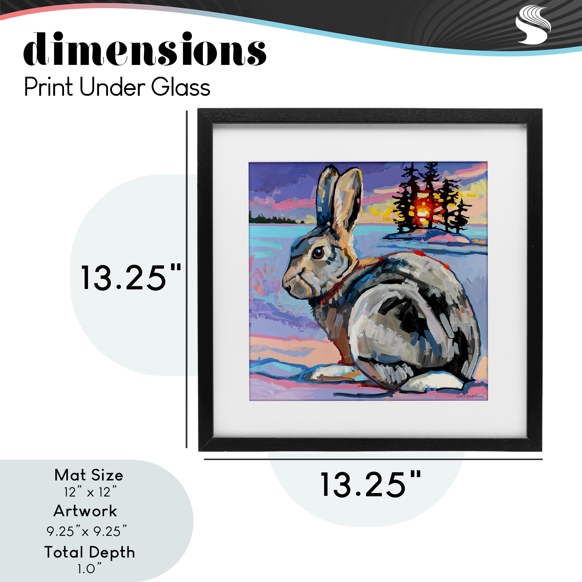 Runaway Goliath Rabbit Black Framed Print Under Glass, design by Adam Swanson