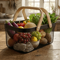 thumbnail image 2 of Canasta Organizadora Metal con Asas Madera 39 cm Negro, 2 of 6