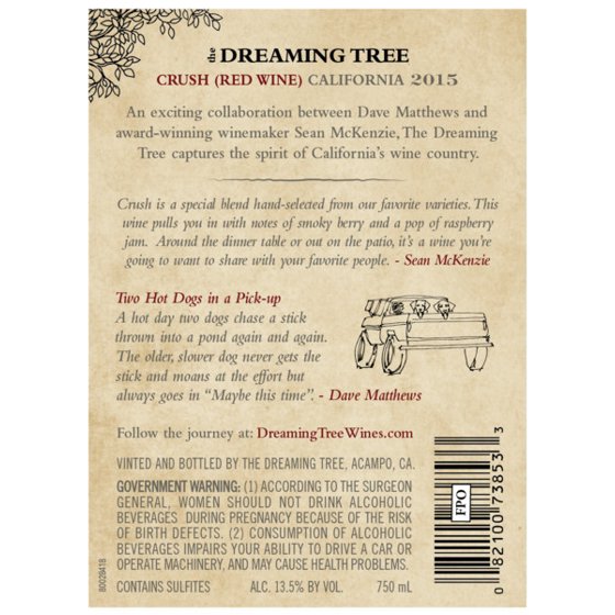 The Dreaming Tree Crush Red Wine 750 Ml Bottle Walmart Com