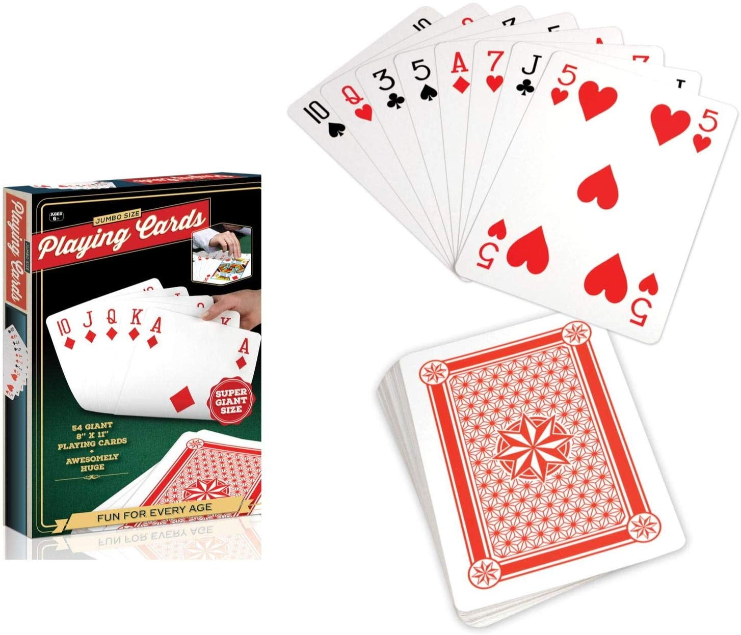Ace Giant Index Traditional Large Size 3.5" x 2.5" Face Poker Playing Cards 