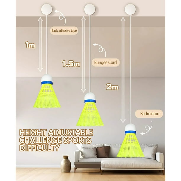 Entraîneur De Rebond Badminton – Auto-réglable – Avec Télécommande Et 3 Volants – Adhésif Sans Trace – Pour Maison, Balcon, Parc – Progression Des Compétences