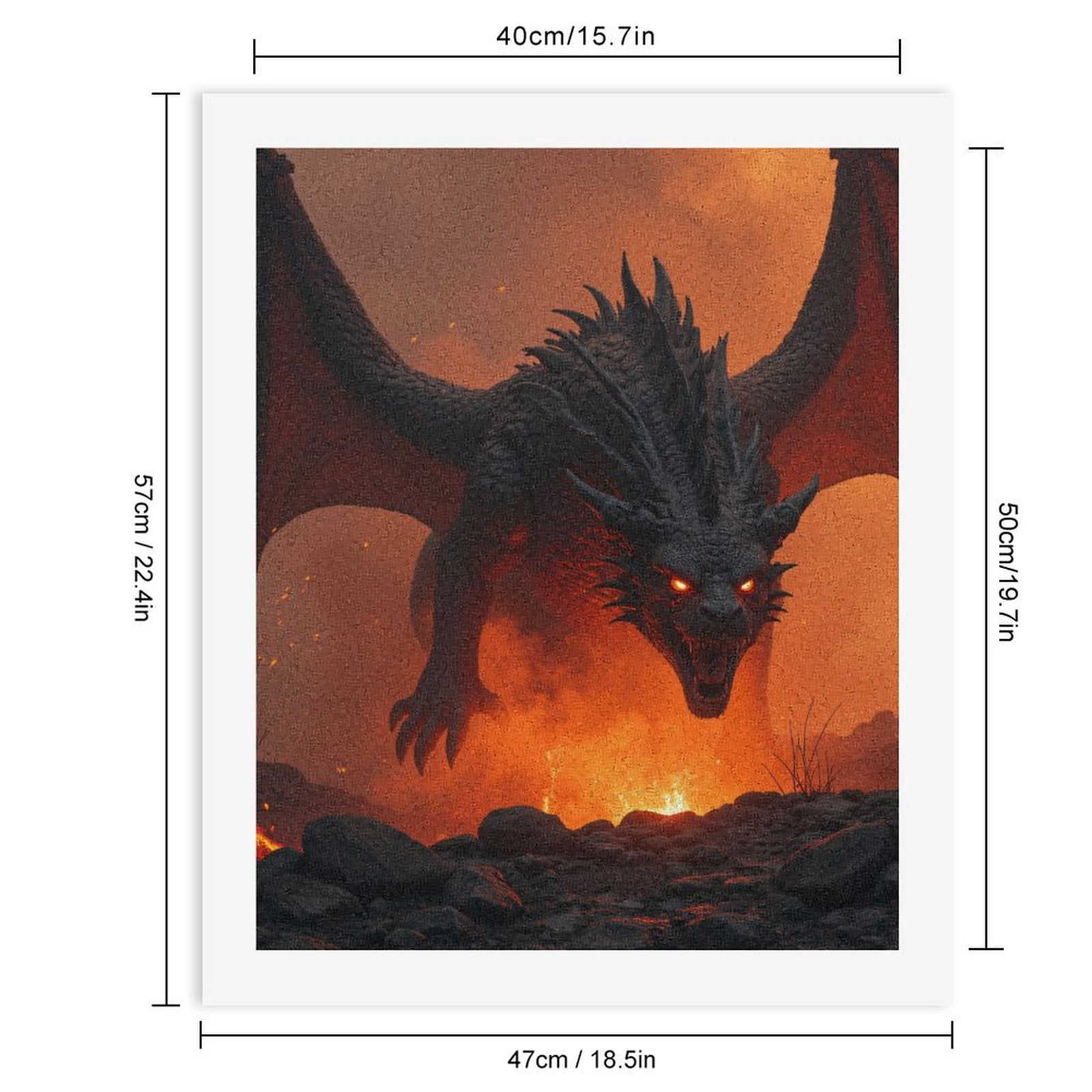 Paint By Numbers Kit for Adults Beginner - DIY Fiery Dragon Majestic Creature Canvas Painting Kits for Adults, Frameless Paint By Number for Adults for Home Wall Decor 16x20 Inch