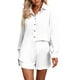 thumbnail image 2 of VISgogo, pantalones cortos para mujer, traje de ocio, estampado a la moda/color sólido, manga larga, camisa de un solo pecho, pantalones cortos con cintura elástica VISgogo moda, 2 of 9