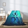 thumbnail image 4 of PHELIKA Water Flying Blue Butterfly 02 All Season Soft Throw Blanket Lightweight Flannel Fleece Blankets 50"x40", 4 of 8