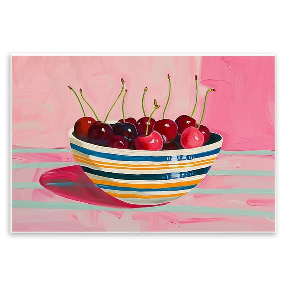 Stupell Industries Contemporary Bowl of Cherries on Pink Wall Plaque Art, 15 x 10, by Arlington Prints