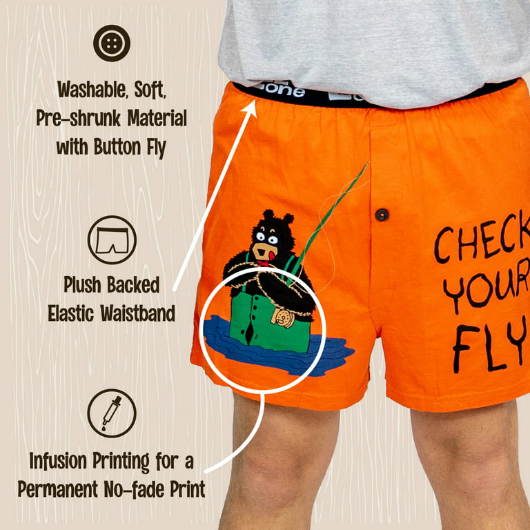 LazyOne Funny Animal Boxers, Fly Fishing, Humorous Underwear, Gag Gifts for  Men (Xlarge)