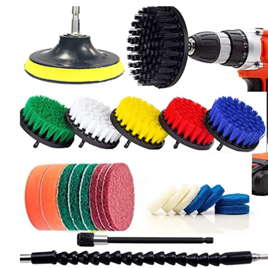 24Pcs Electric Drill Brush Set Scrub Pads Power Scrubber Brush Cleaning Kits 
