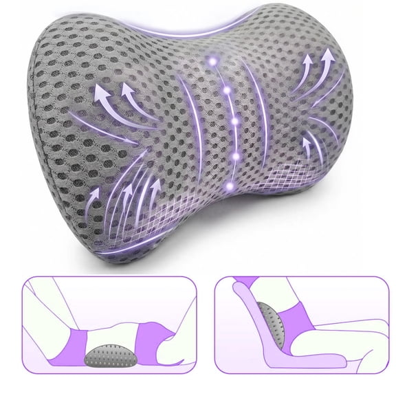 Lumbar Support Pillow for Office Chair, Memory Foam Lumbar Pillow for Lower Back Pain Relief, Suitable for car seats, sofas, and beds (Grey)