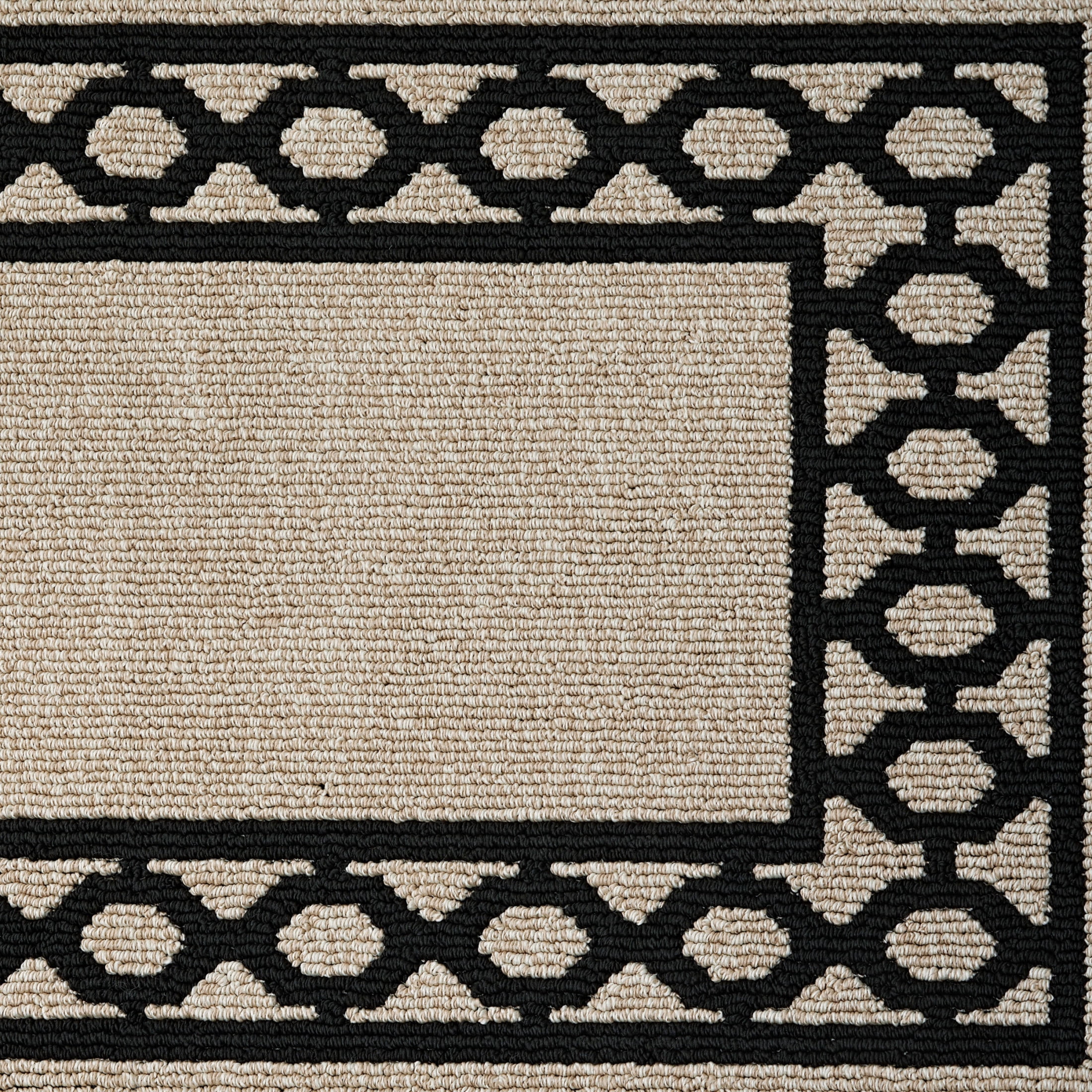 Washable Skid-Resistant Runner Rug, Trellis Border , Natural Twist and Black , 26" x 45"/26" x 60"