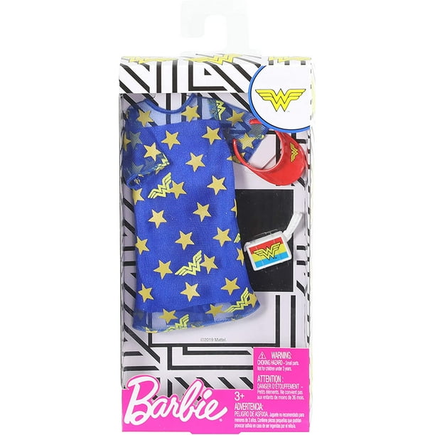 Ropa para Muneca Barbie FXK83 Moda Mujer Maravilla Vicera Blusa Estrellas Estampadas Azul para Ninas Barbie FXK83 Walmart en linea